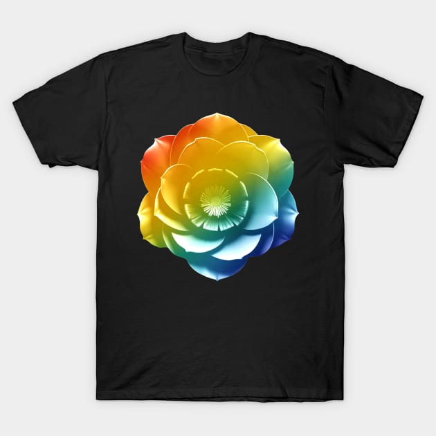 Rainbow gradient flower T-Shirt by Geomhectic